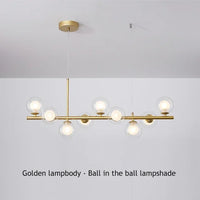 Suspension Cuisine Îlot Globes Verre, 7 à 11 Têtes, Noir ou Doré