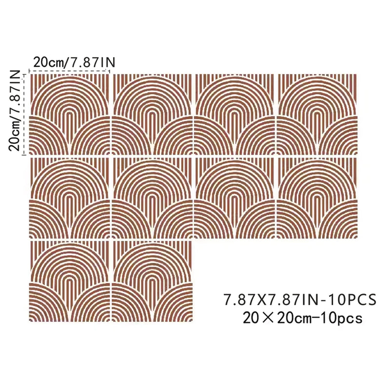 Crédence Adhésive Cuisine à Arches, 3 Coloris, 10 Carreaux de 20 cm