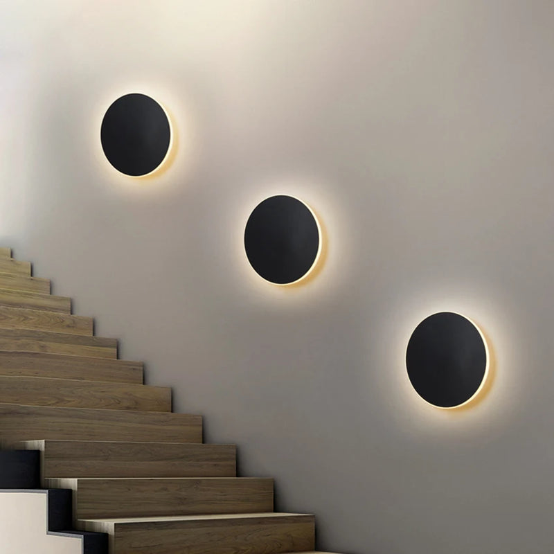 Applique Murale LED Ronde, Doré Brossé, Blanc ou Noir, 15 ou 20 cm
