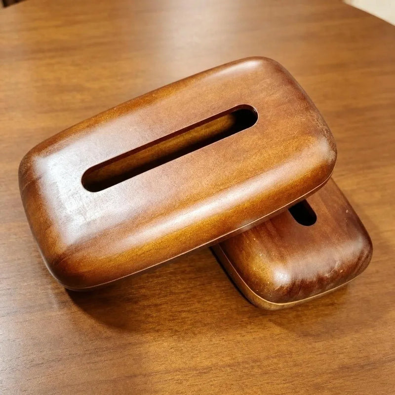 Boîte à Mouchoirs en Bois Massif Arrondie, 22 x 13 x 6 cm