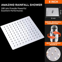 Pommeau de Douche Pluie Carré Inox 20 x 20 cm Ultra-Mince