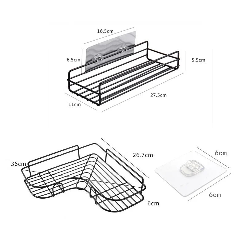 Étagère de Salle de Bain Inox Sans Perçage Droite ou d'Angle