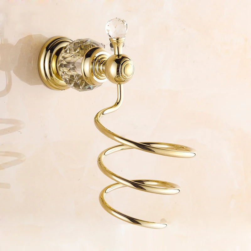 Accessoires Salle de Bain Doré à Cristal avec Gobelets Blancs, à la Pièce, 12 Articles
