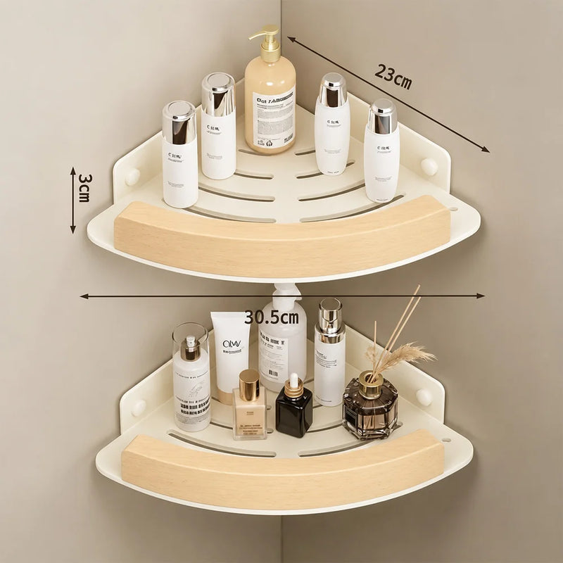 Set Accessoires Salle de Bain Bois et Blanc 7 Pièces