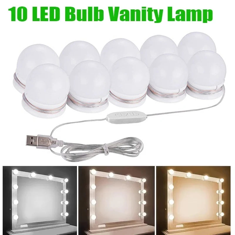 Kit 10 Ampoules LED Miroir Coiffeuse USB ou Veilleuse Ronde à Détecteur