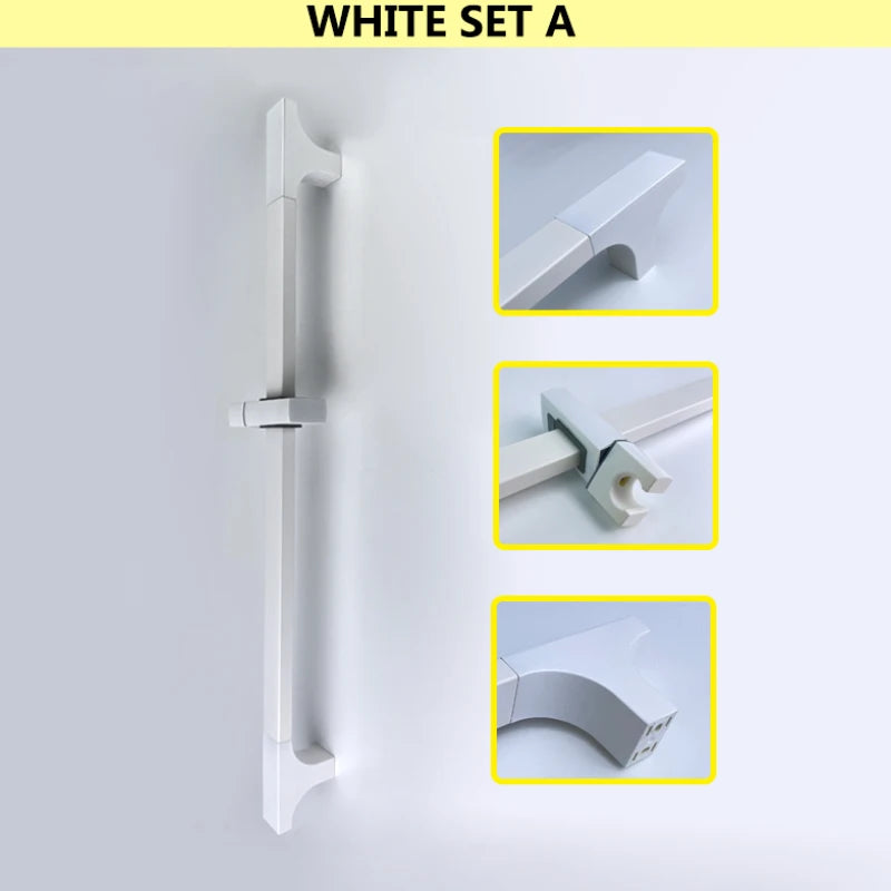 Barre de Douche Réglable Inox 64 cm, Ronde ou Carrée, 6 Finitions
