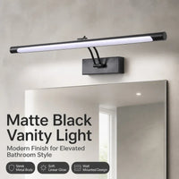 Applique Salle de Bain LED Noire Orientable pour Miroir