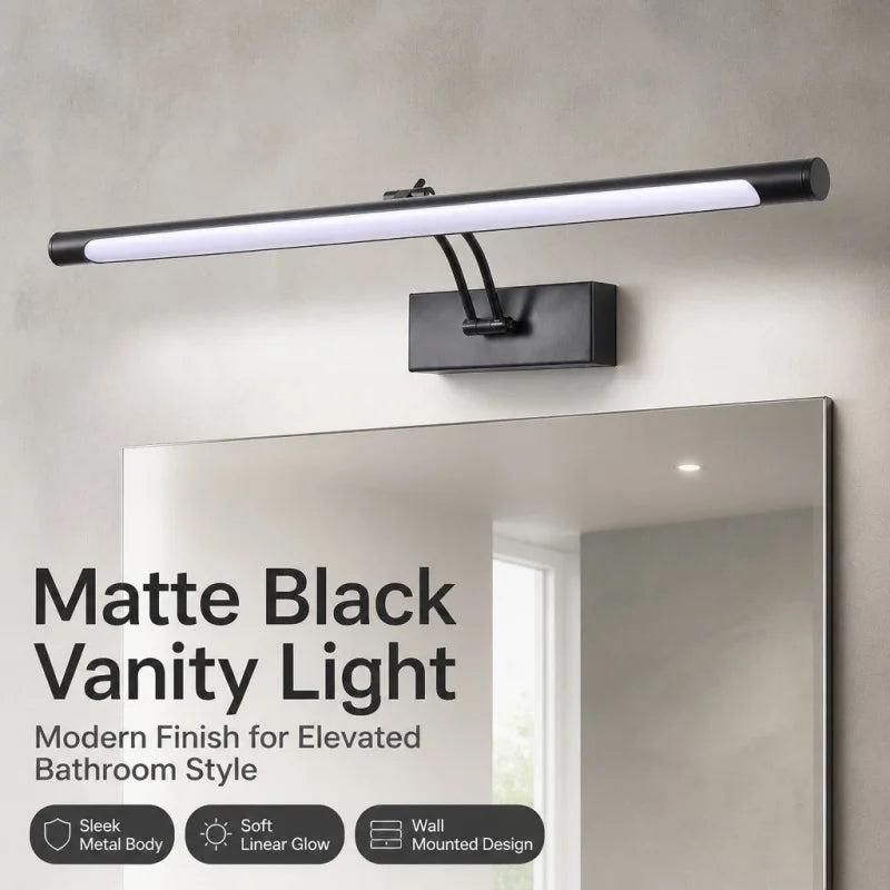 Applique Salle de Bain LED Noire Orientable pour Miroir
