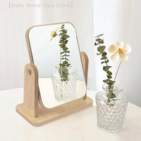 Miroir de Table Pivotant en Bois Rectangulaire, 17 x 22 ou 13 x 18 cm