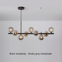 Suspension Cuisine Îlot Globes Verre, 7 à 11 Têtes, Noir ou Doré