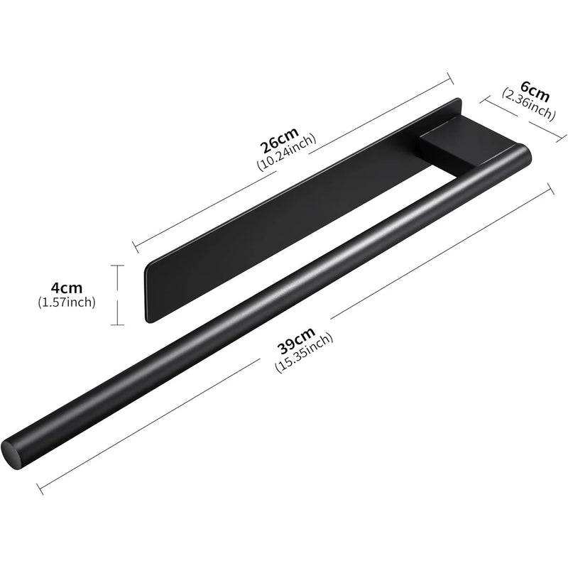 Porte-Serviette Mural Adhésif Sans Perçage Noir 39 cm