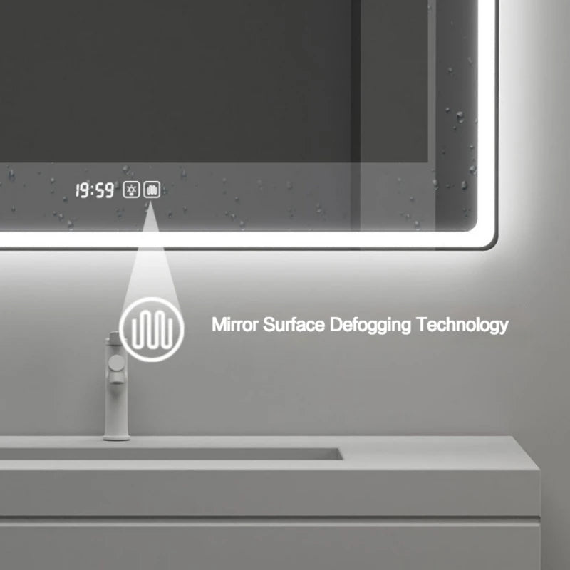 Miroir LED Salle de Bain Rectangulaire Sans Cadre Tactile
