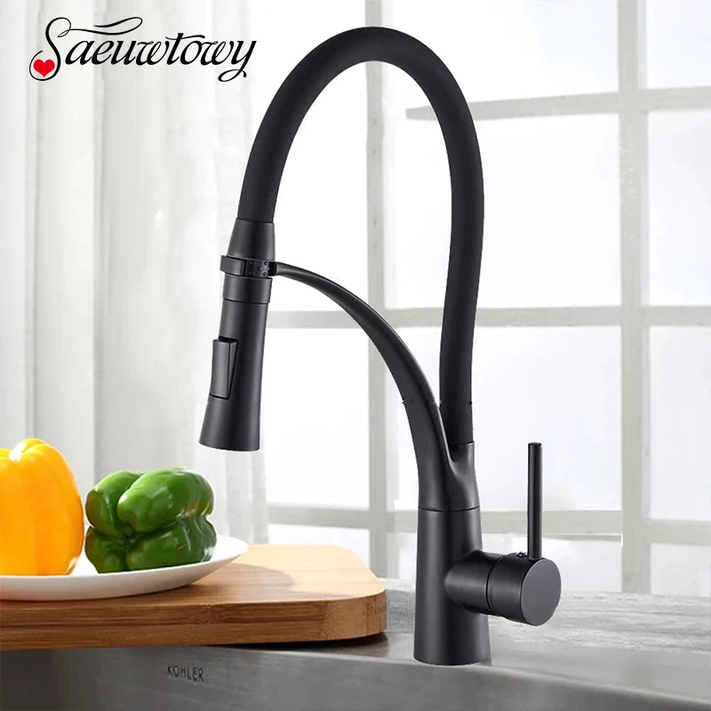 Mitigeur Cuisine Pivotant Laiton avec Douchette Extractible, 4 Finitions