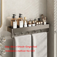 Étagère Salle de Bain Murale Aluminium Noir ou Gris, 30 ou 40 cm