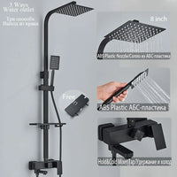 Colonne de Douche Réglable 73 à 116 cm avec Étagère, Noir, Chromé ou Doré
