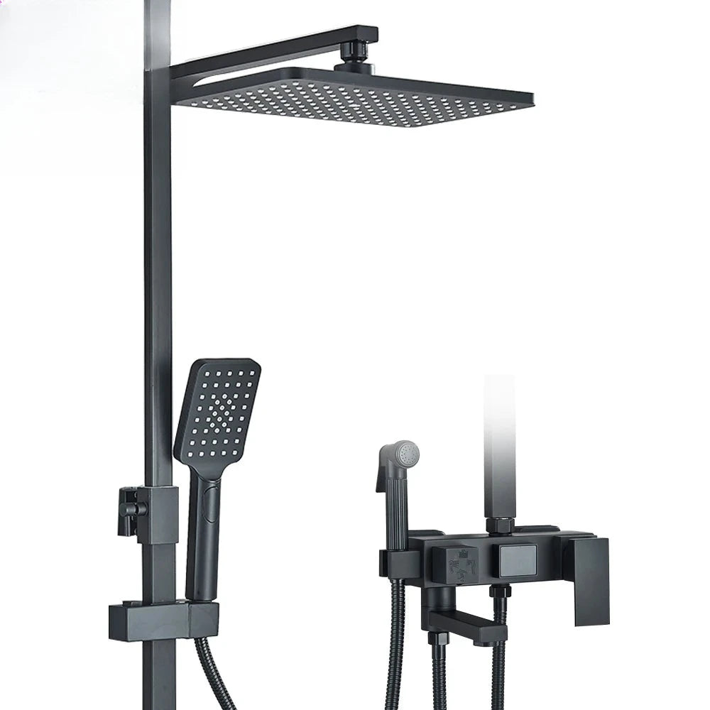 Colonne de Douche Pluie avec Douchette Bidet et Bec de Bain, 5 Finitions