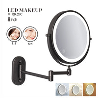 Miroir Grossissant Mural LED Rechargeable USB, Double Face 3x à 10x, 20 cm