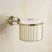Accessoires Salle de Bain Doré Cristal Frise Grecque à la Pièce, 14 Articles