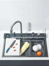 Évier de Cuisine Inox Multifonction 1 Bac 75 cm