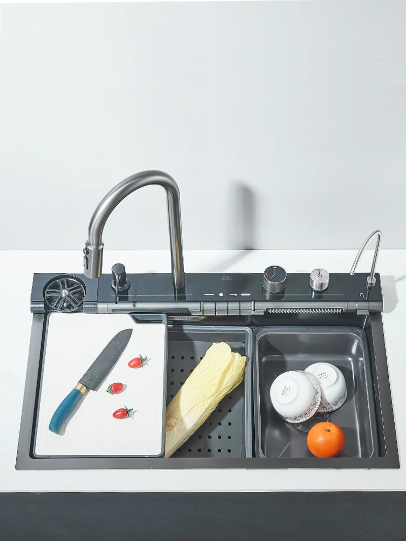 Évier de Cuisine Inox Multifonction 1 Bac 75 cm