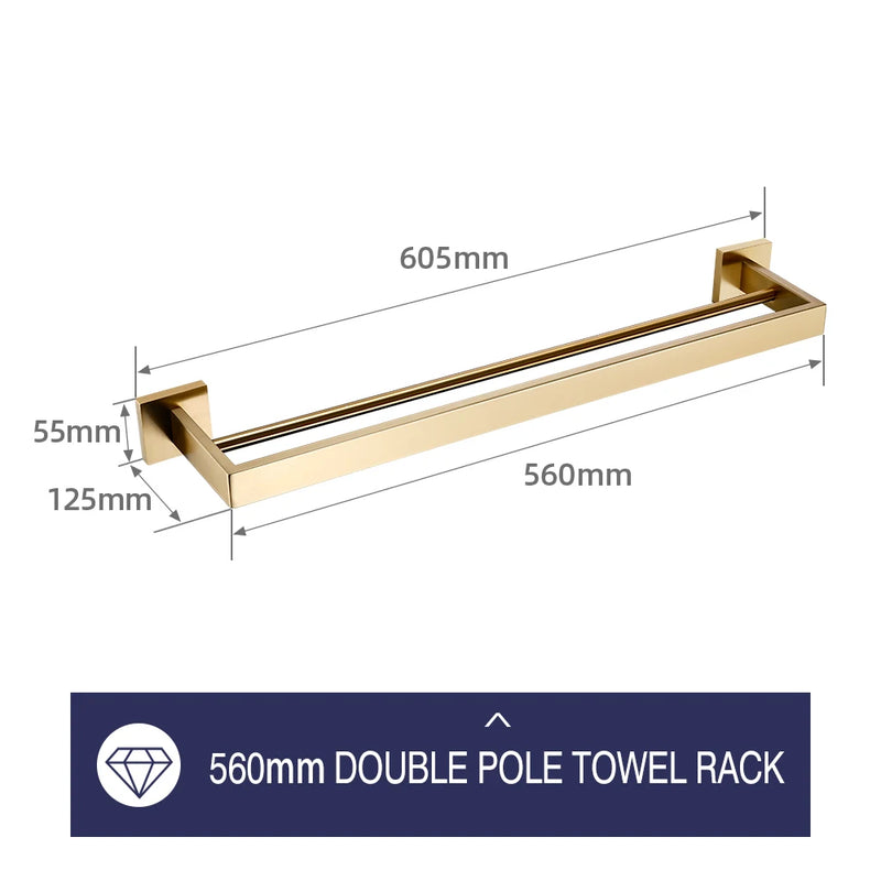 Accessoires Salle de Bain Doré Brossé à la Pièce ou en Kit