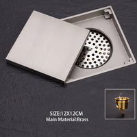 Bonde de Douche Carrée Laiton Anti-Odeur 12 ou 15 cm