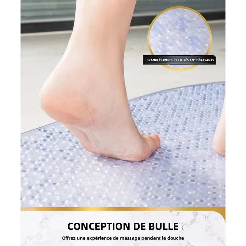 Tapis de Douche Ovale à Bulles Ventouses Anti-Moisissure
