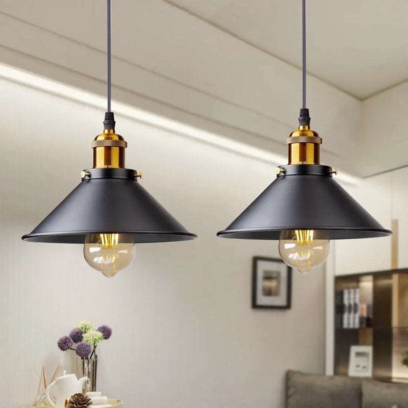 Suspension Cuisine Industrielle Noir et Doré, Plafonnier ou Applique, 22 cm