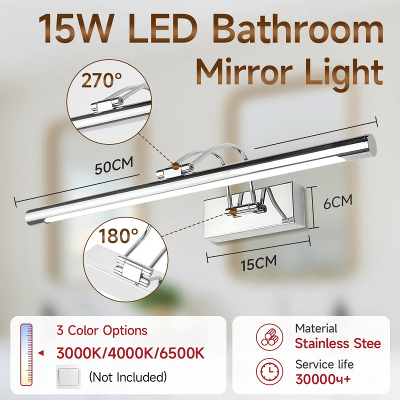 Applique pour Miroir Salle de Bain LED Tricolore 40/50 cm