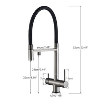Mitigeur Cuisine 3 Voies Eau Filtrée Col Souple ou Ressort, 5 Finitions