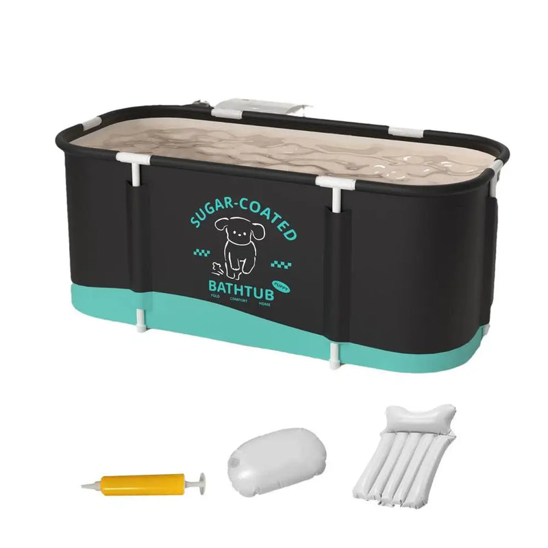 Baignoire Pliable Adulte 115 x 60 cm Noire, Double Vidange