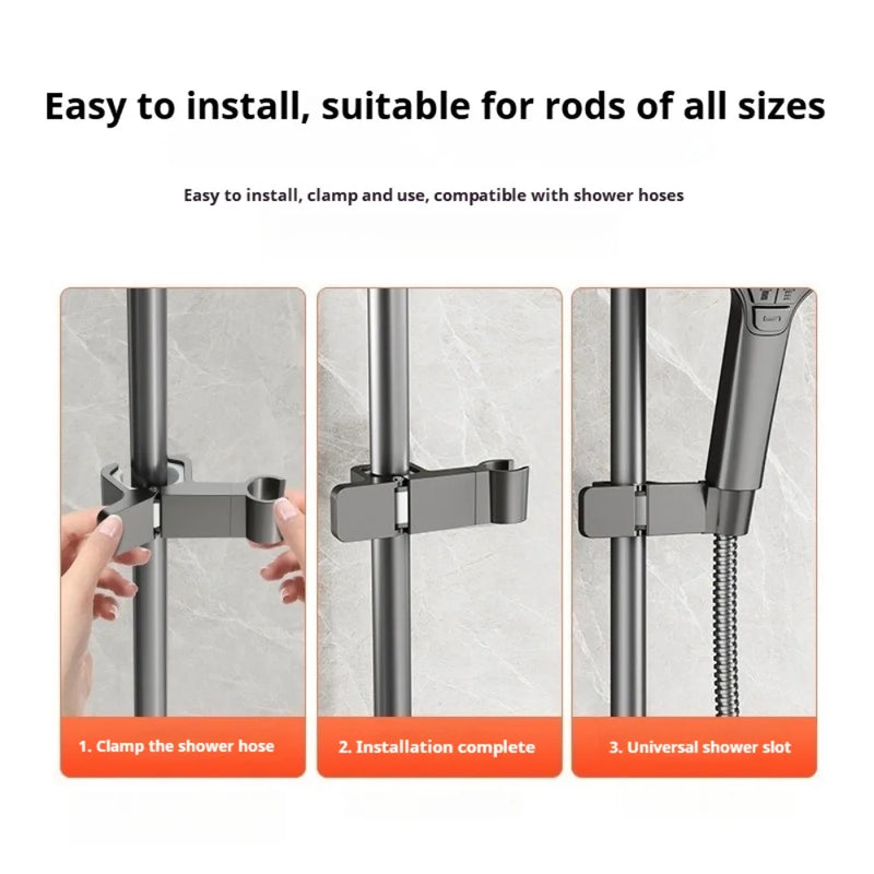 Support Douchette à Clipser sur Barre de Douche, Sans Perçage, Orientable