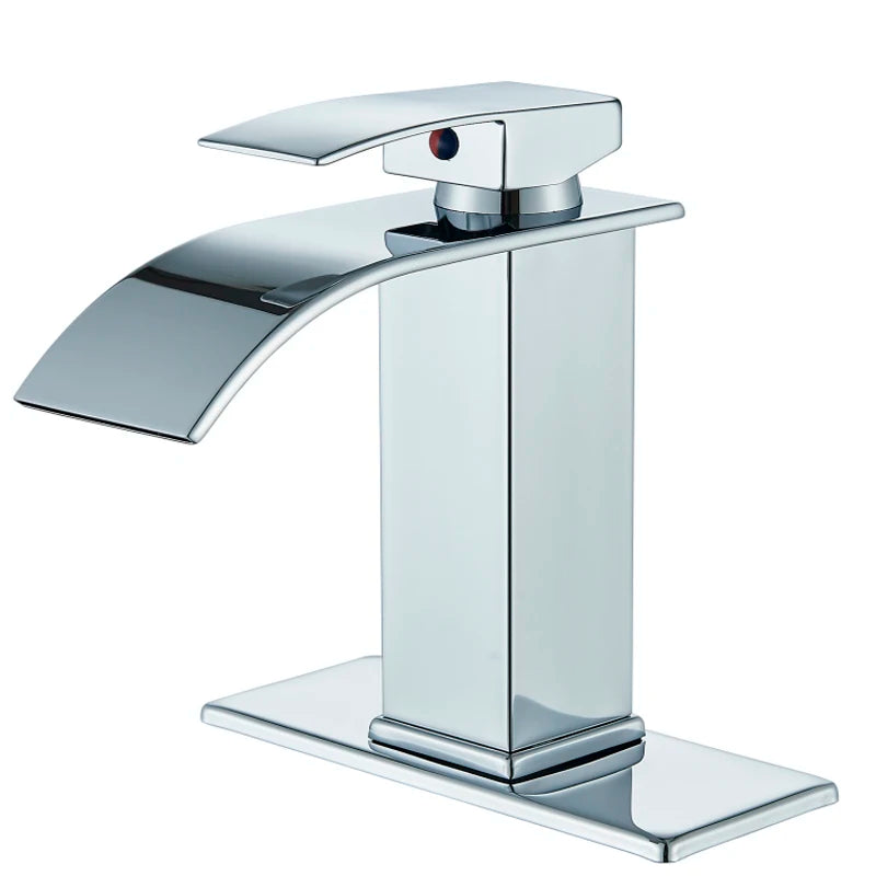 Mitigeur Lavabo Cascade Monotrou Inox 304, 7 Finitions, Modèle Bas ou Haut