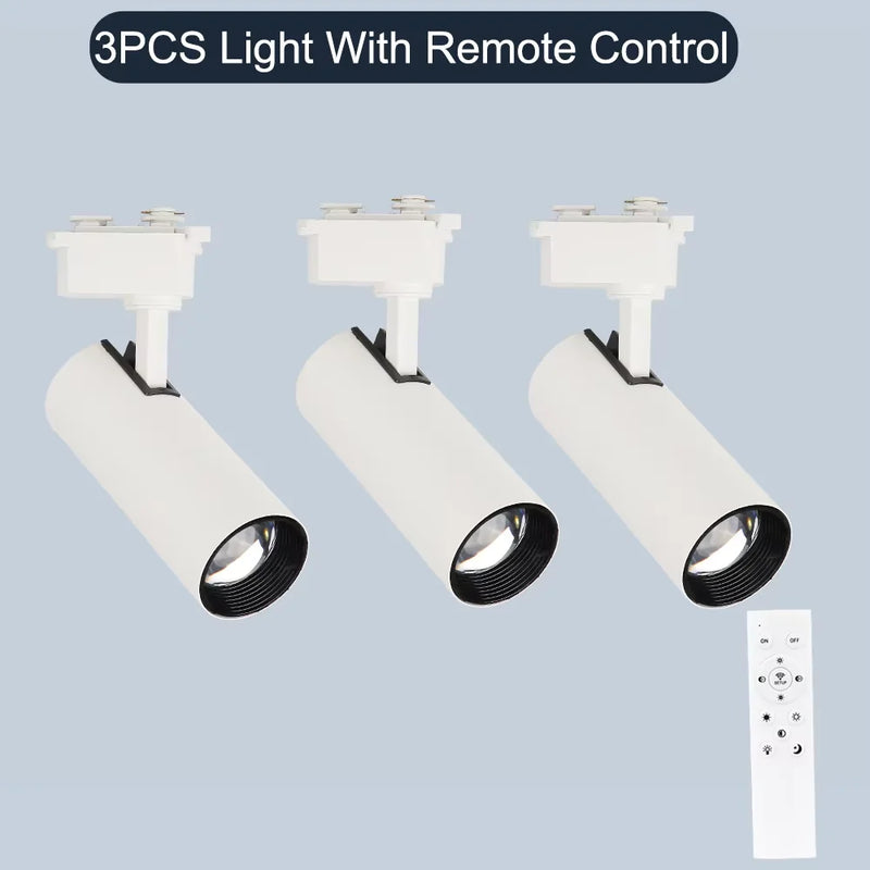 Spot LED sur Rail Dimmable, Kit 3 à 8 Spots 20 W avec Télécommande