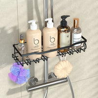 Étagère de Douche Sans Perçage pour Barre de Douche, Noir ou Argent