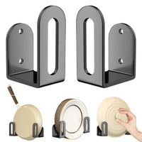 Range-Couvercle Mural Adhésif Noir en Acier au Carbone, Lot de 2 Supports