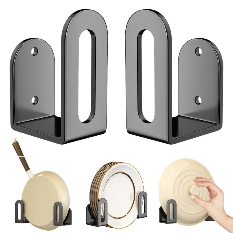 Range-Couvercle Mural Adhésif Noir en Acier au Carbone, Lot de 2 Supports