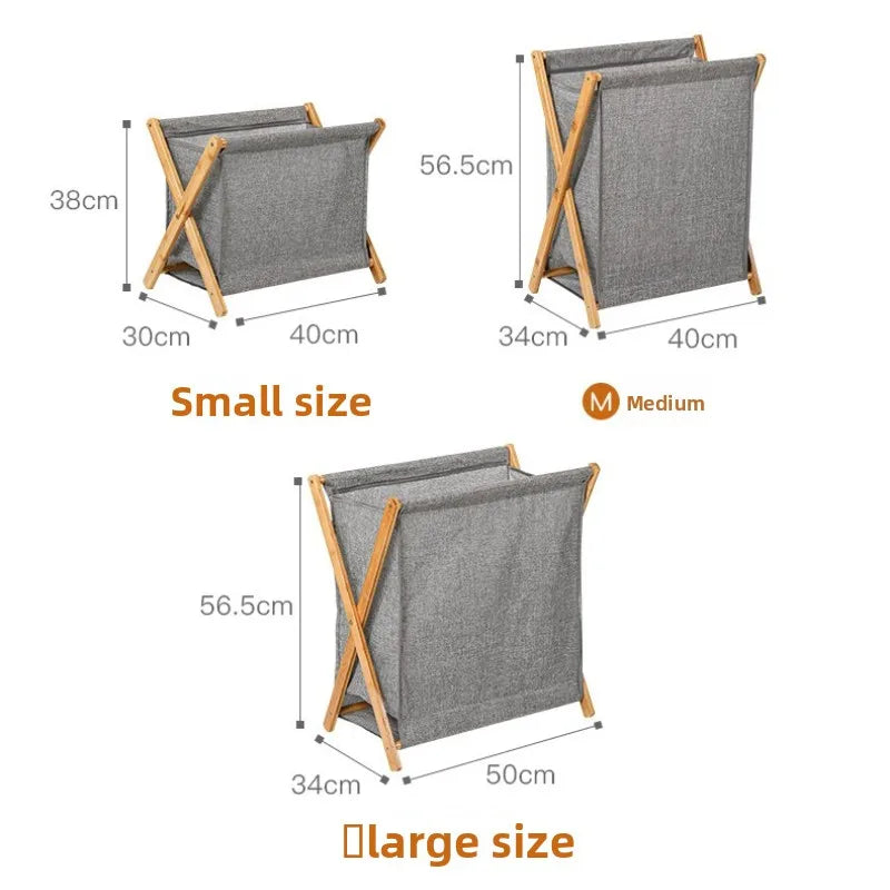 Panier à Linge Pliable en Bambou Structure X 40 cm
