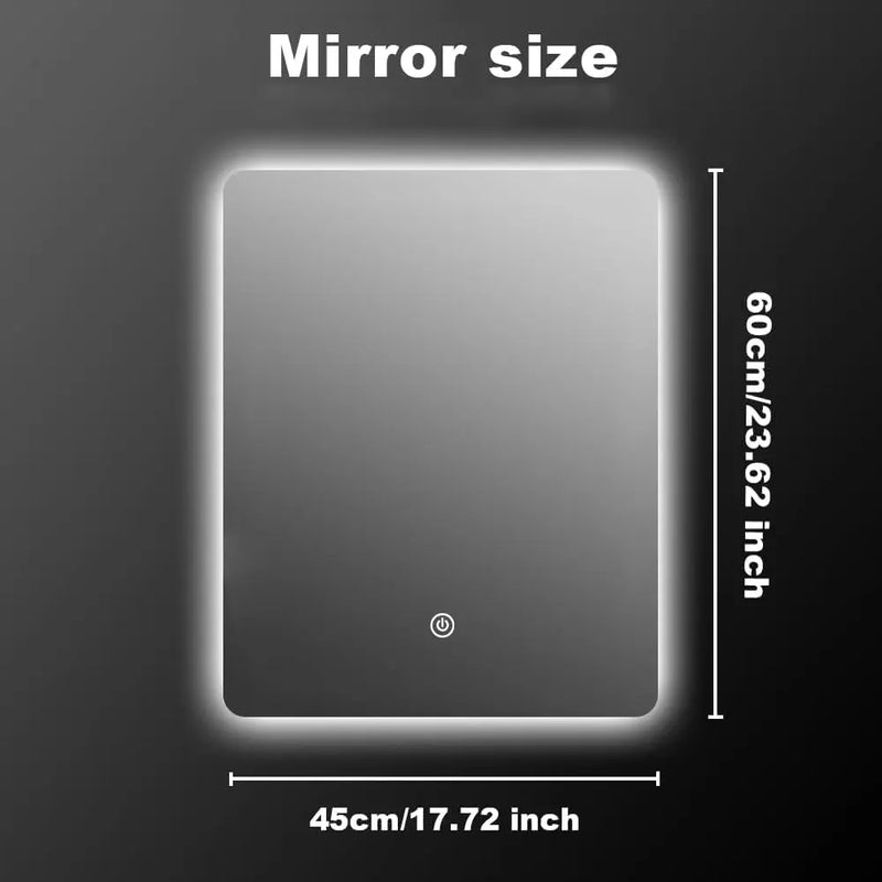 Miroir LED Salle de Bain Rectangulaire Tactile 45x60 cm