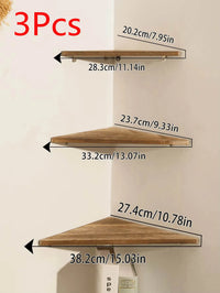 Étagère d'Angle Murale en Bois Brûlé, Étagère Seule ou Lot de 3