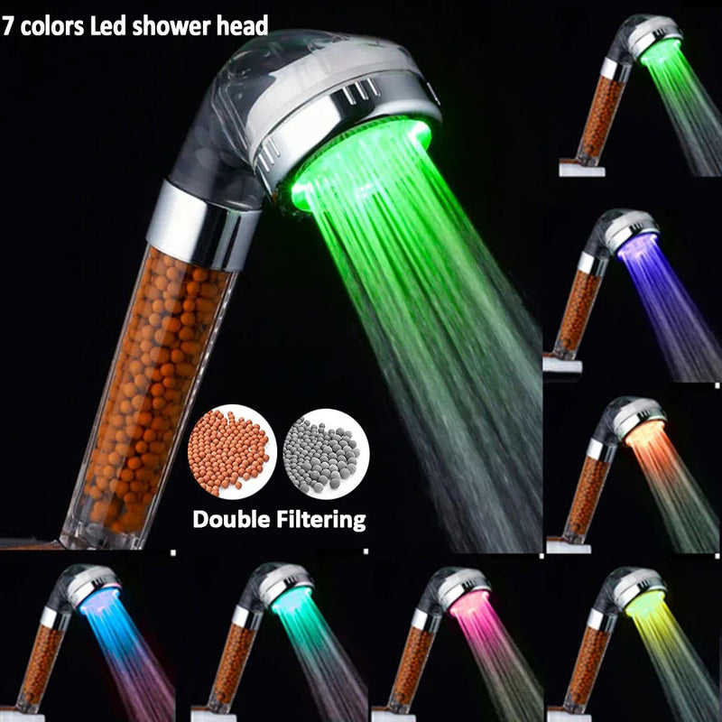 Pommeau de Douche LED 3 ou 7 Couleurs, Accessoires à la Pièce