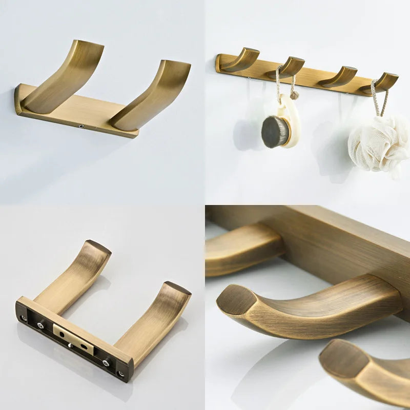 Accessoires Salle de Bain Laiton Vieilli Brossé à la Pièce, 9 Articles