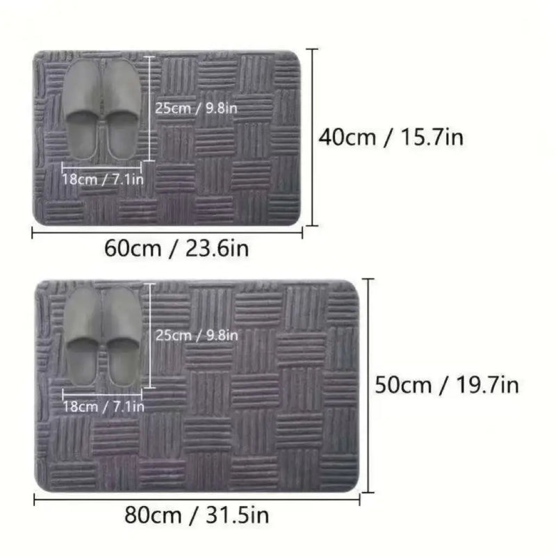 Tapis de Bain Gris Absorbant Motif Géométrique Antidérapant