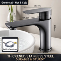 Mitigeur Lavabo Inox Noir Mat Poignée Unique