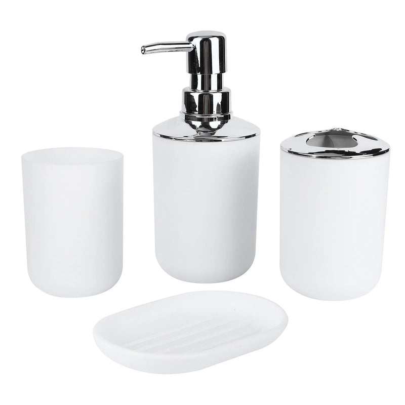Set Accessoires Salle de Bain Blanc ou Gris, 4 Pièces avec Distributeur