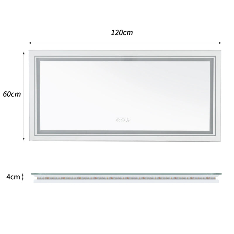 Grand Miroir LED Salle de Bain Rectangulaire Anti-Buée, 100 à 160 cm