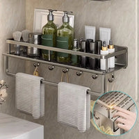 Étagère de Douche Murale Aluminium Sans Perçage, Grise, 30 ou 40 cm