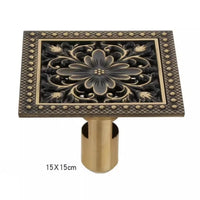 Bonde de Douche Carrée Laiton Sculpté 15 x 15 cm, 3 Motifs
