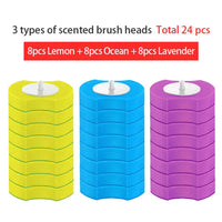 Têtes de Brosse WC Jetables, Lot de 24, Citron, Lavande, Océan