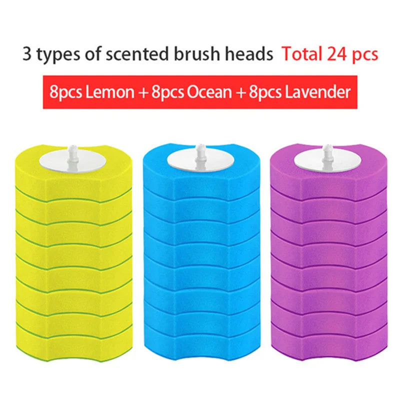 Têtes de Brosse WC Jetables, Lot de 24, Citron, Lavande, Océan